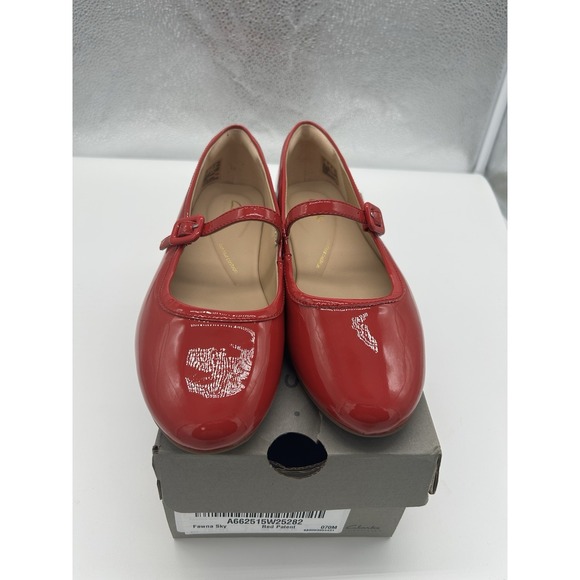 Clarks Cherry Red Patent Flats - Picture 3 of 8